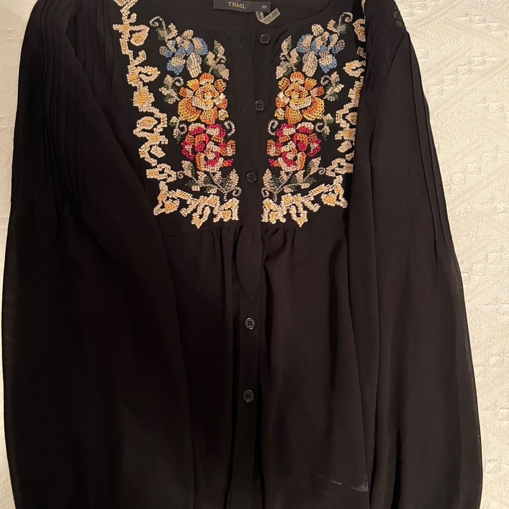 Stunning Embroidered Black Blouse